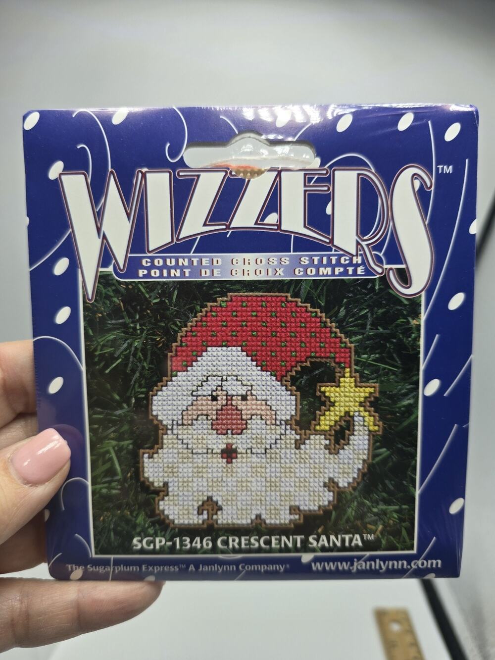 Wizzers Crescent Santa Face Holiday Christmas Cross Stitch Ornament Kit SGP-1346